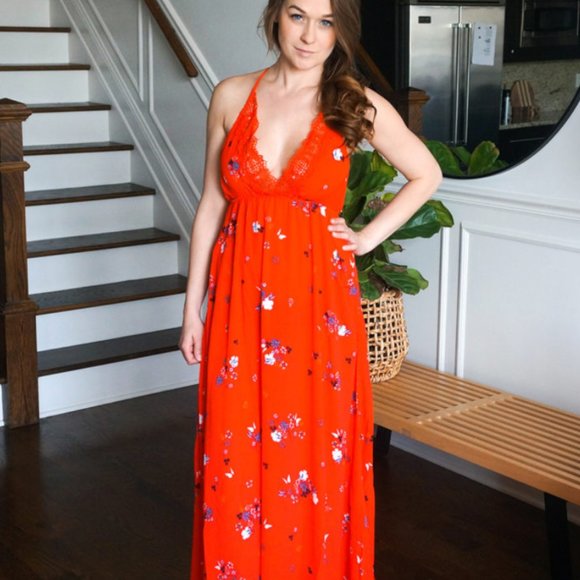 NWT Red Floral Maxi Dress - Picture 8 of 13